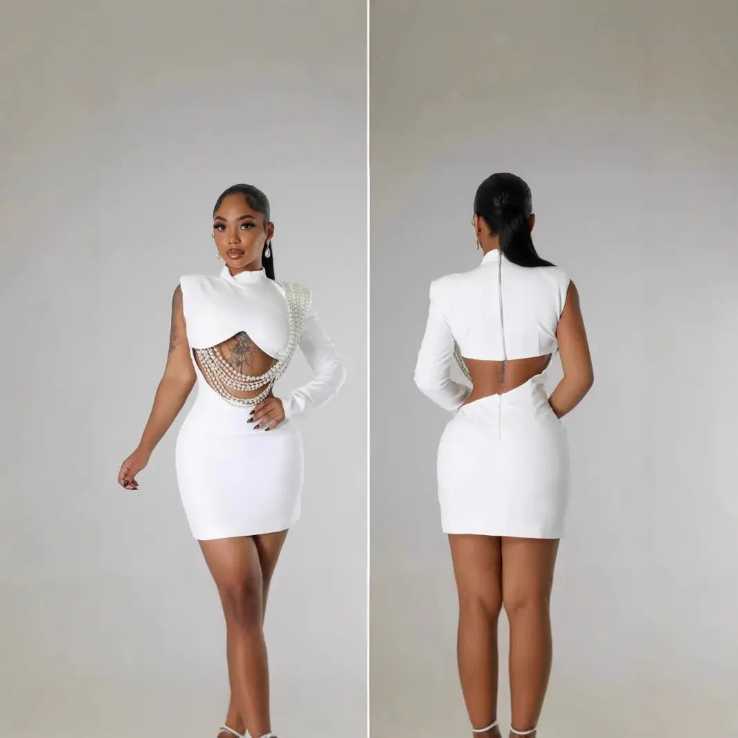 Women's Slim-fit One-shoulder Sheath Dress - Ocean Vault