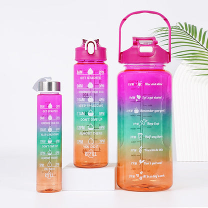 3-in-1 Plastic Straw Double Drink Translucent Outdoor Sports Bottle