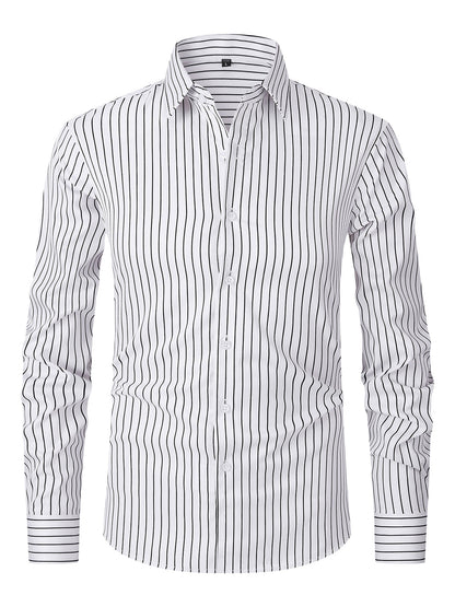 Men's Striped All-matching Ice Silk Long Sleeve Shirt