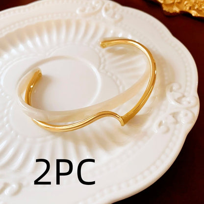 Metal White Shellfish Plate Bracelet For Women Opening Adjustable 2 Layers Design Llight Luxury Female Fashion Jewelry Gifts