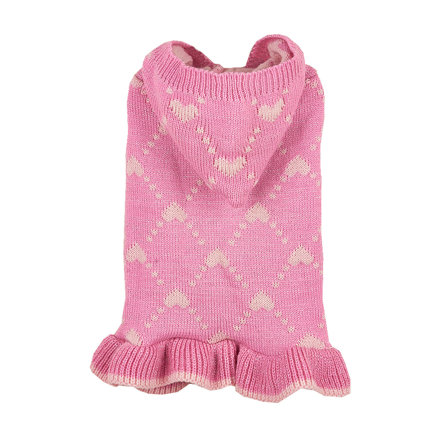 Small Dog Sweater Hoodies Dress Winter Knit Cute Clothing Heart Puppy Clothes For Dogs Cats Soft Warm Pet Outfits With Leash Hole