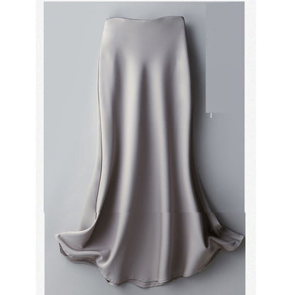 Printed Elastic Waist Slimming Large Hem Skirt