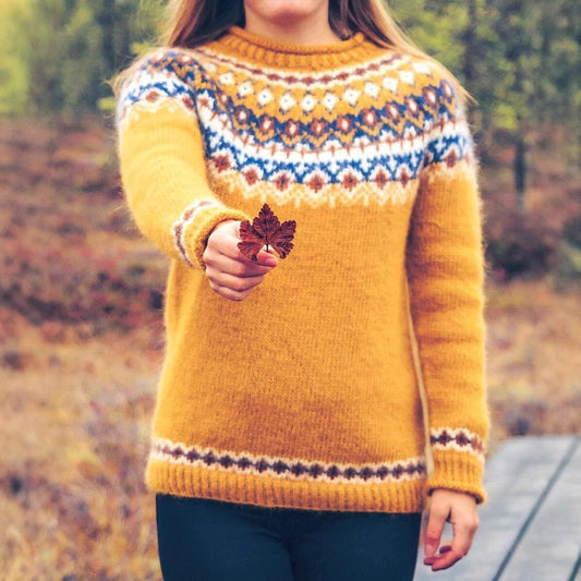 Women's Round Neck Multi-color Loose Fashion Pullover Sweater