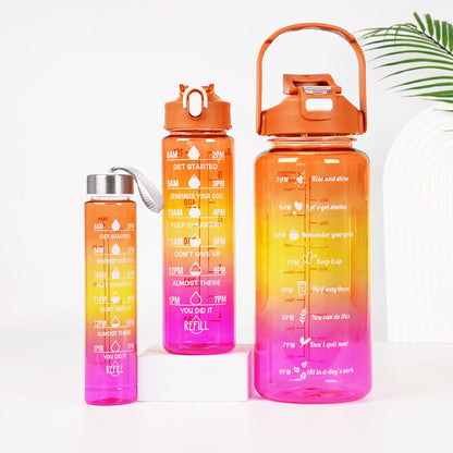 3-in-1 Plastic Straw Double Drink Translucent Outdoor Sports Bottle
