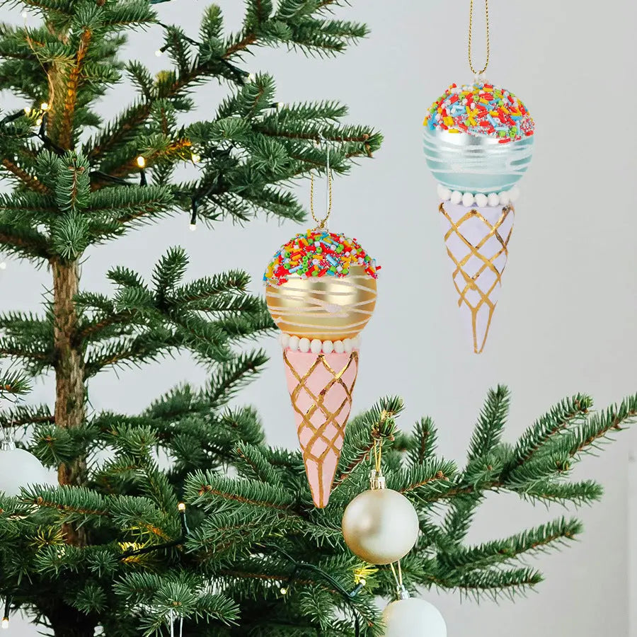 Simulation Ice Cream Christmas Tree Decorative Glass Pendant - Ocean Vault