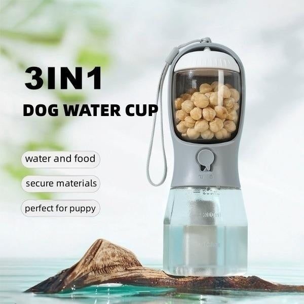 Dog Water Cup Drinking Food Garbage Bag Three-in-one Portable Bottle