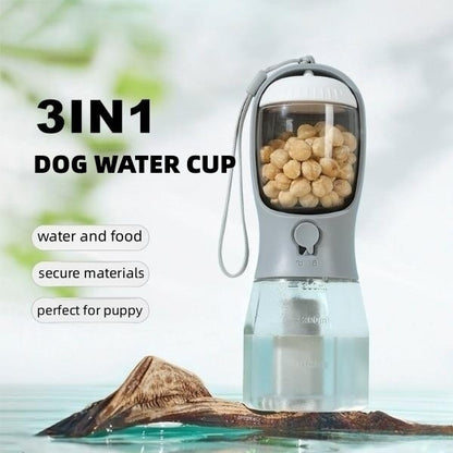 Dog Water Cup Drinking Food Garbage Bag Three-in-one Portable Bottle