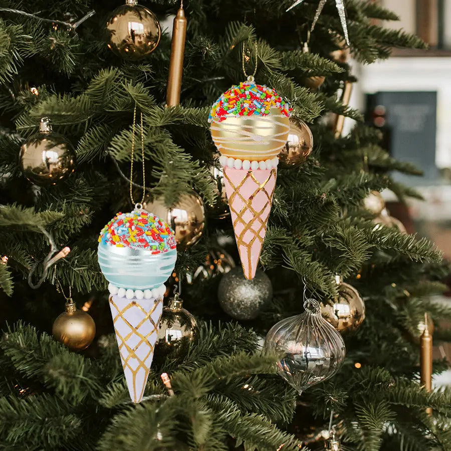Simulation Ice Cream Christmas Tree Decorative Glass Pendant - Ocean Vault