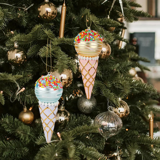 Simulation Ice Cream Christmas Tree Decorative Glass Pendant - Ocean Vault