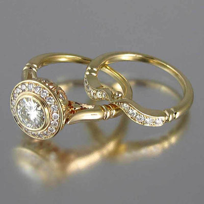 Gold Exquisite Micro-inlaid Ring Set