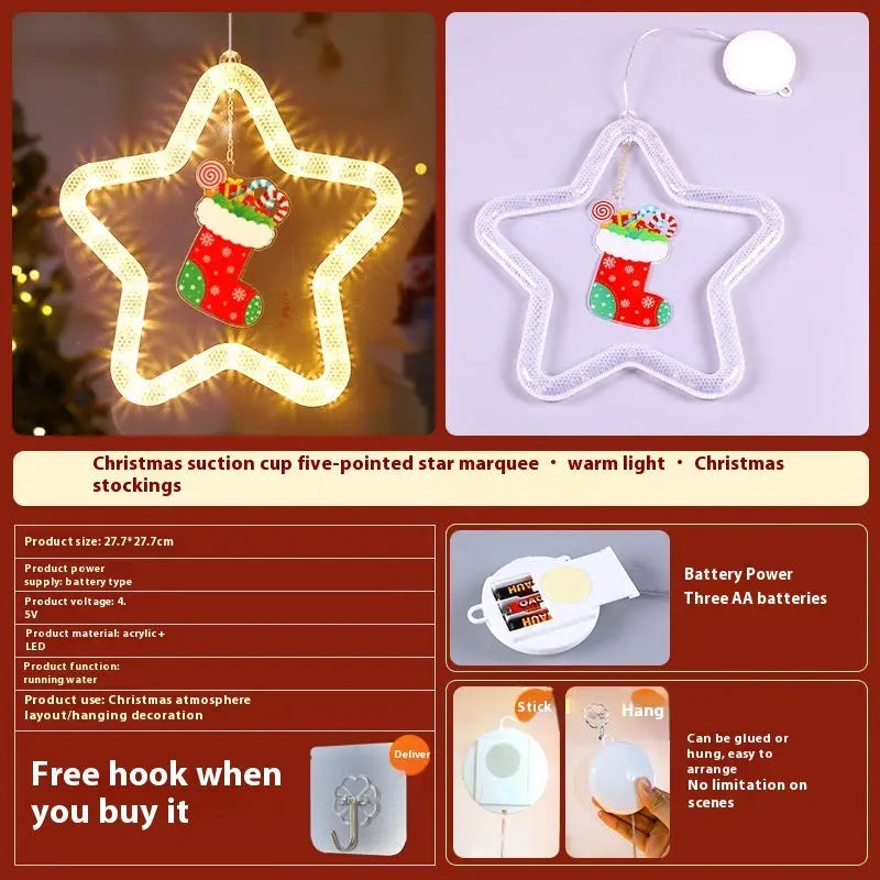 Christmas Pendant Decoration Christmas Atmosphere Led Lights Led Christmas Star Light Decoration For Window Door For Holiday - Ocean Vault