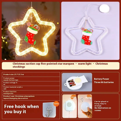 Christmas Pendant Decoration Christmas Atmosphere Led Lights Led Christmas Star Light Decoration For Window Door For Holiday - Ocean Vault