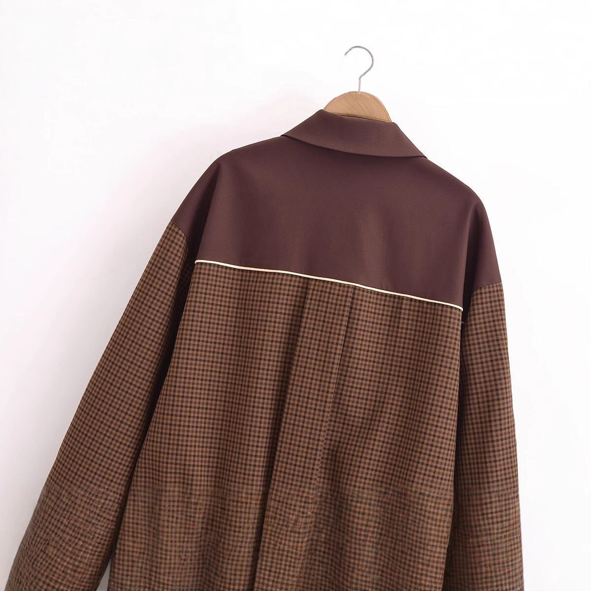 European And American Style Plaid Long Sleeve Lapel Zipper Jacket