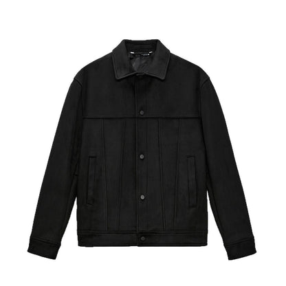 Men's Solid Color Suede Collar Jacket