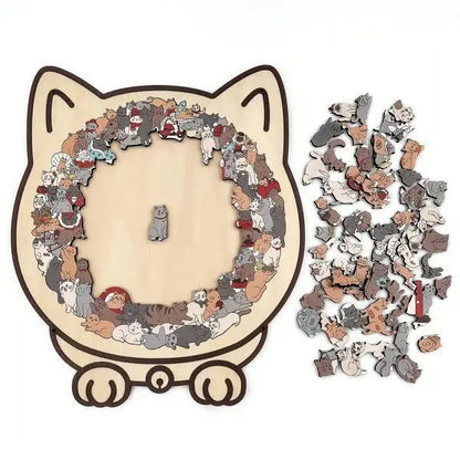 Morandi Cat-shaped Wooden Puzzle - Ocean Vault