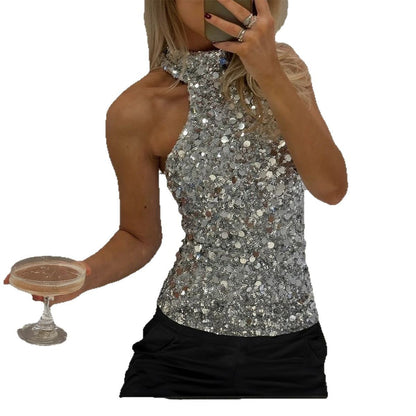 Exquisite Sleeveless Halter Party Top