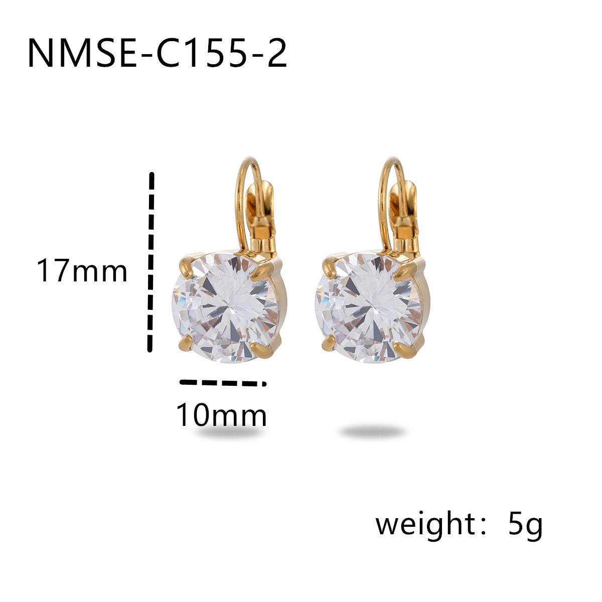 Fashionable Simple Four-claw Single Diamond Stainless Steel Women's All-match High-grade Earrings