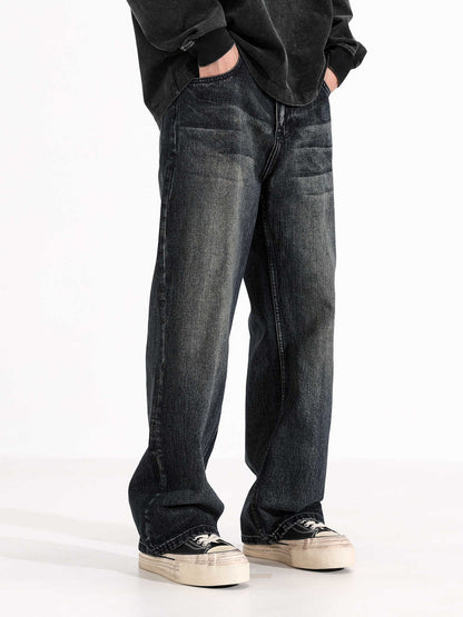 Retro Straight Jeans Men's American Loose-fitting Wide-leg Trousers