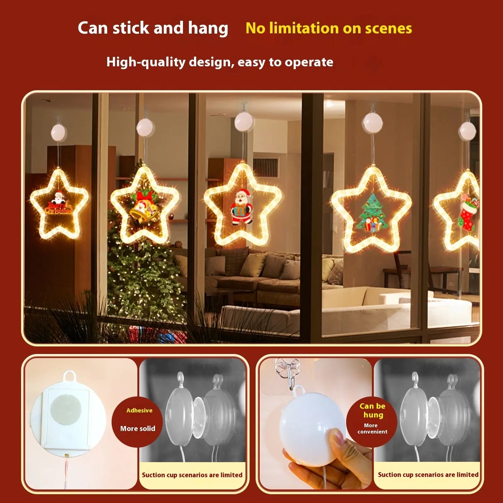 Christmas Pendant Decoration Christmas Atmosphere Led Lights Led Christmas Star Light Decoration For Window Door For Holiday - Ocean Vault