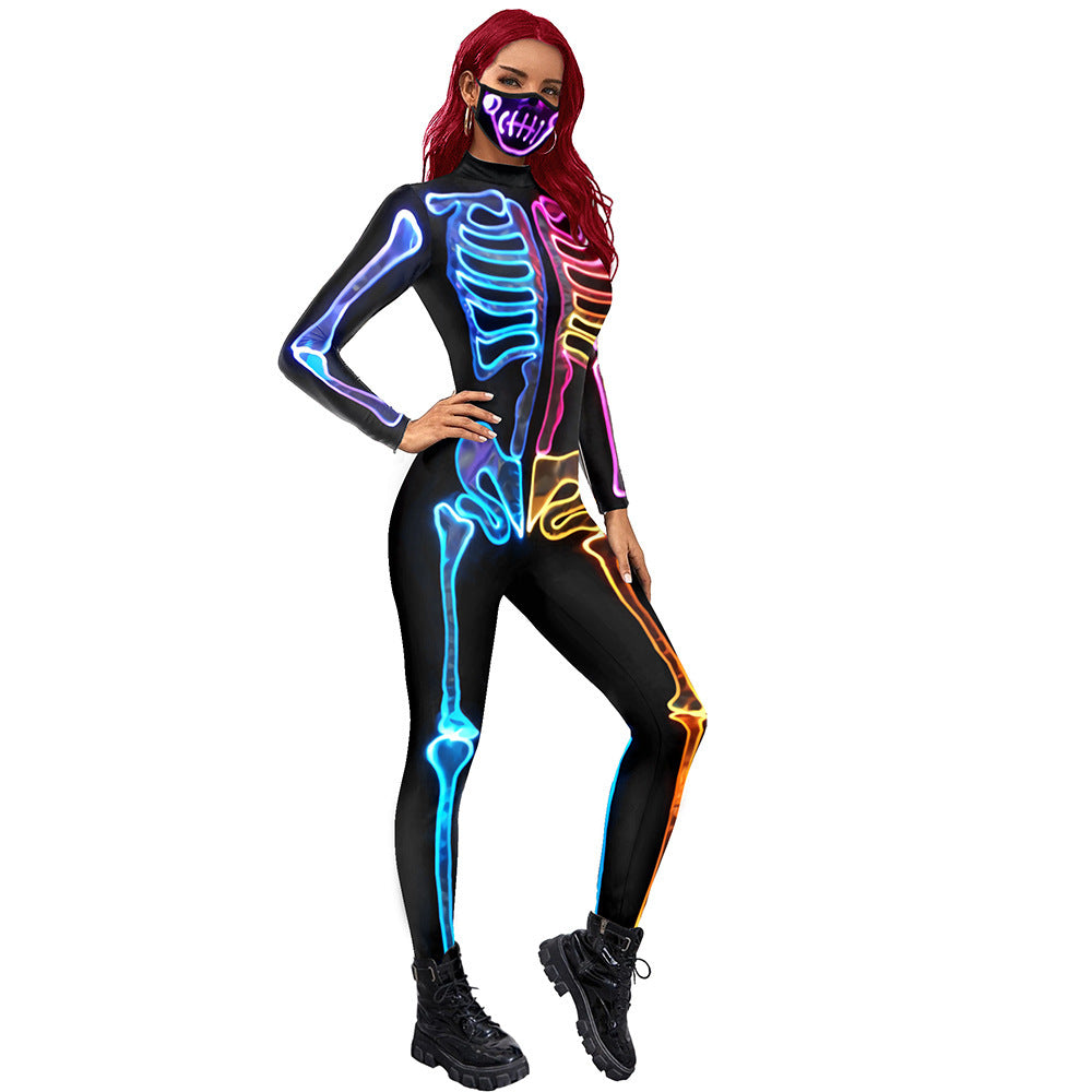 Fluorescent Skeleton Print Ladies Coveralls