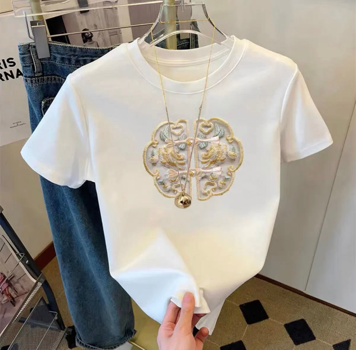Pure Cotton Summer Short-sleeved T-shirt Chinese Style Fashionable And Stylish