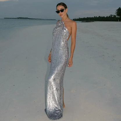 European And American Silver Paillette Dress High-grade Light Luxury - Ocean Vault
