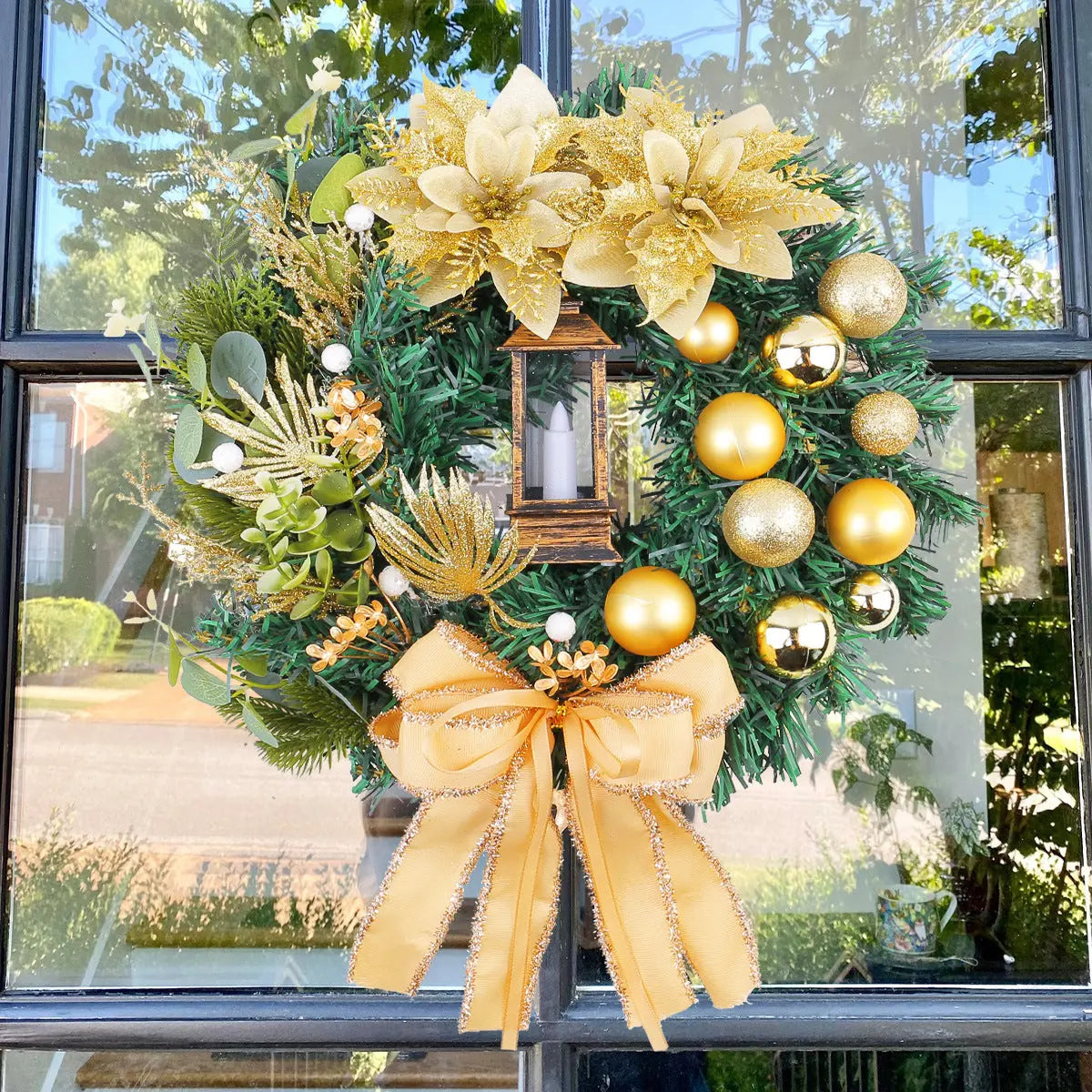 Christmas Light Wreath Door And Window Decoration Vine Ring - Ocean Vault