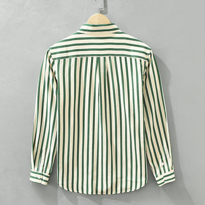 Vertical Striped Long-sleeved Shirt Loose