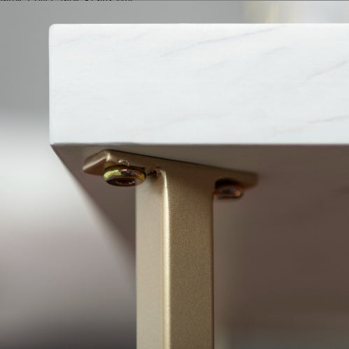 Modern Glam Metal And Faux Marble Coffee Table