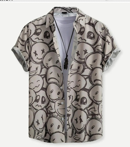 Hawaiian Printing Lapel Short Sleeve Shirt