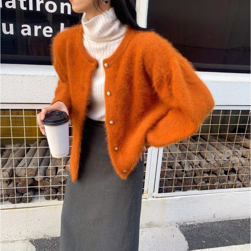 Gentle And Beautiful All-matching Loose Thick Mink Velvet Sweater Cardigan Coat