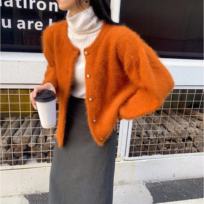 Gentle And Beautiful All-matching Loose Thick Mink Velvet Sweater Cardigan Coat