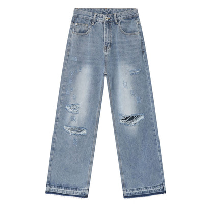 American Retro High Street Fashion Brand Ripped Jeans For Men