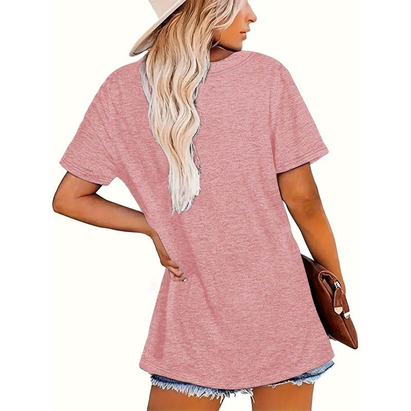 Women's Book & Slogan Print Round Neck T-Shirt Casual Short Sleeve Spring Summer Top