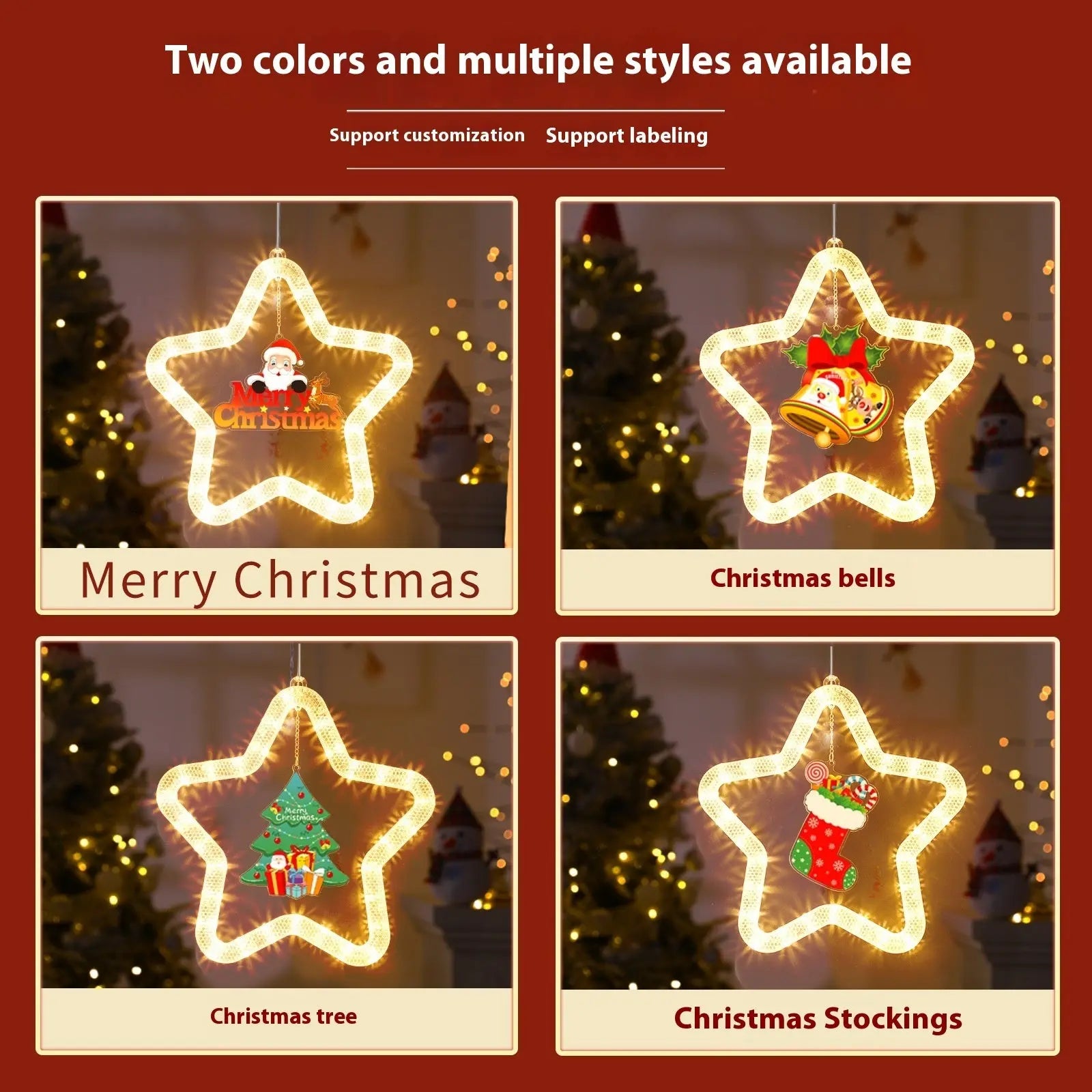 Christmas Pendant Decoration Christmas Atmosphere Led Lights Led Christmas Star Light Decoration For Window Door For Holiday - Ocean Vault