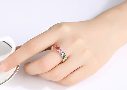 European And American Fashion Color Zircon Ladies Ring