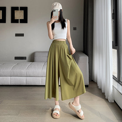 Korean Style Elastic Waistband Women's Straight Loose Pants