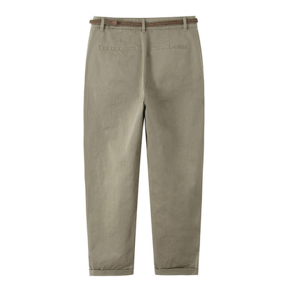 Fashion Three-color Woven With Belt Casual Pants