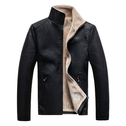 Men's Leather Jacket Warm Motorcycle Clothing