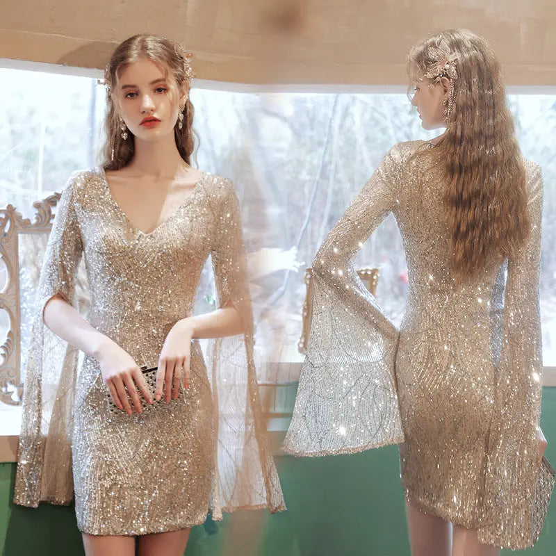 Starry Sky Long Sleeve Women's Performance Long Dress - Ocean Vault