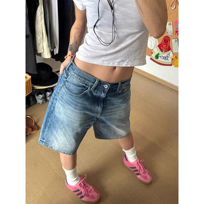 Hot Girl Loose-fitting Wide-leg Slim-fit Five Points Straight Pirate Shorts