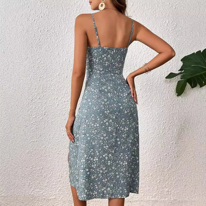 Fashion Women's Wear Backless Slit Dress - Ocean Vault