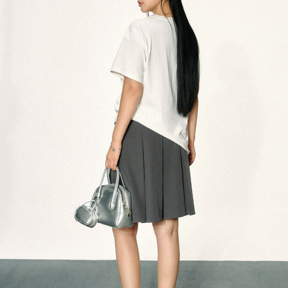 Courtyard Quick Color Drawstring Pleated A- Line Dress Size Half-length Dress Skirt