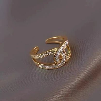 Diamond Double C Open Ring Zircon Index Finger Ring