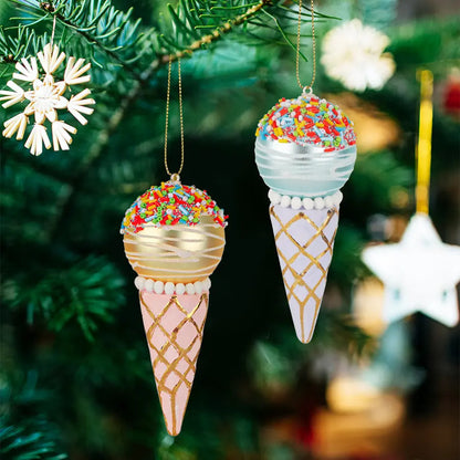 Simulation Ice Cream Christmas Tree Decorative Glass Pendant - Ocean Vault