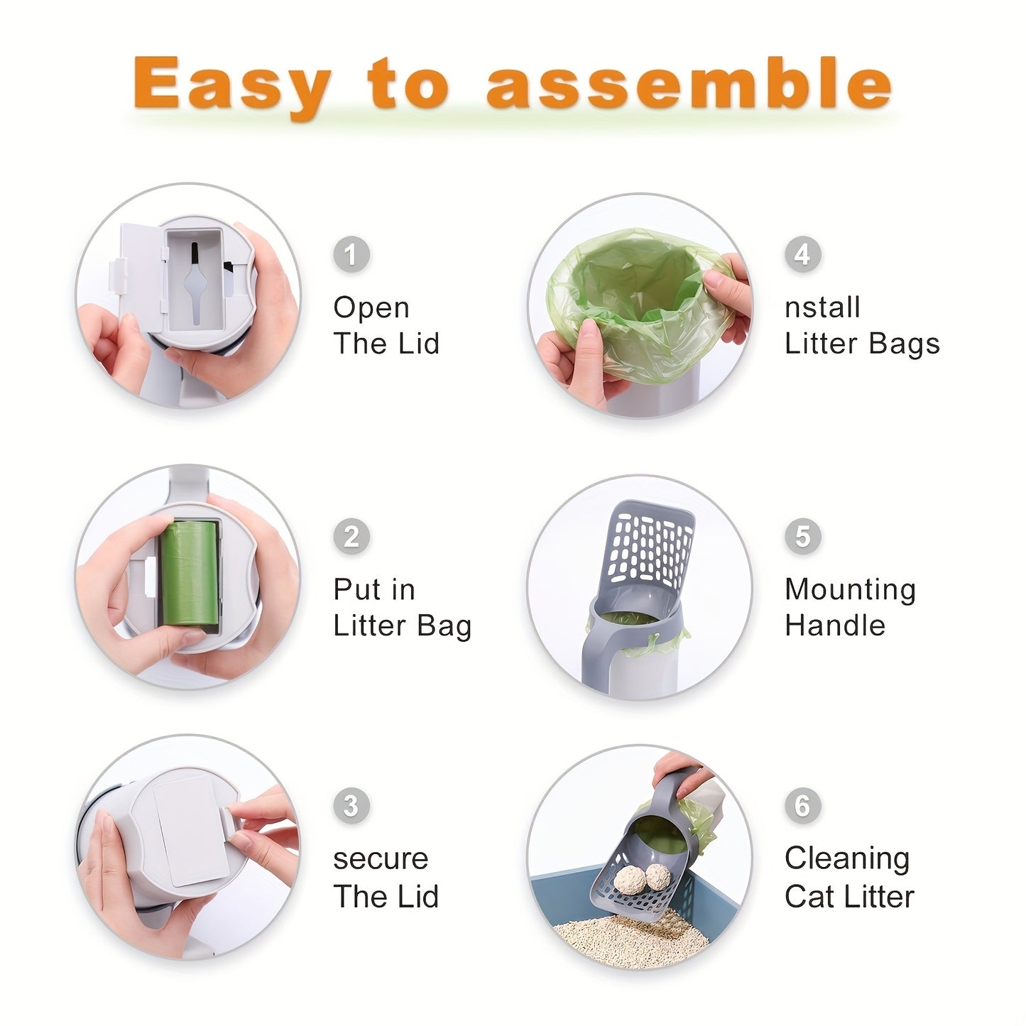 10-Piece Deluxe Cat Litter Scoop Set - Durable PP Material For Long-Lasting Use, Efficient Pet Litter Sifter With Integrated Waste Bag Dispenser For Easy Cleaning, Suitable For All Cat Breeds And Litt