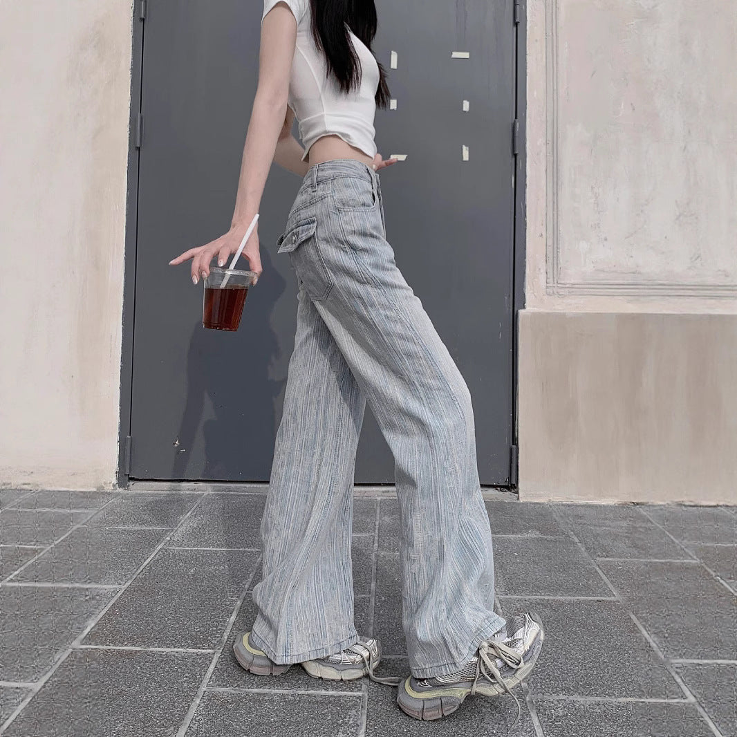 New Loose Slimming Light-colored High Waist Bootcut Jeans For Women