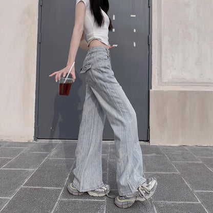 New Loose Slimming Light-colored High Waist Bootcut Jeans For Women