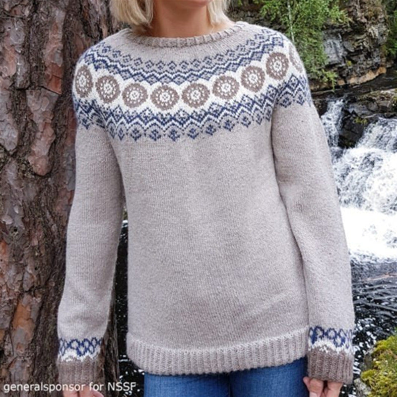 Women's Round Neck Multi-color Loose Fashion Pullover Sweater