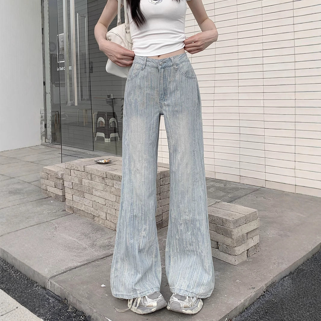 New Loose Slimming Light-colored High Waist Bootcut Jeans For Women